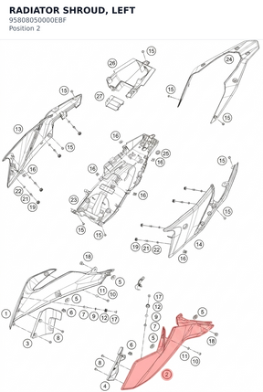 Diagram preview: RADIATOR SHROUD, LEFT (95808050000EBF)