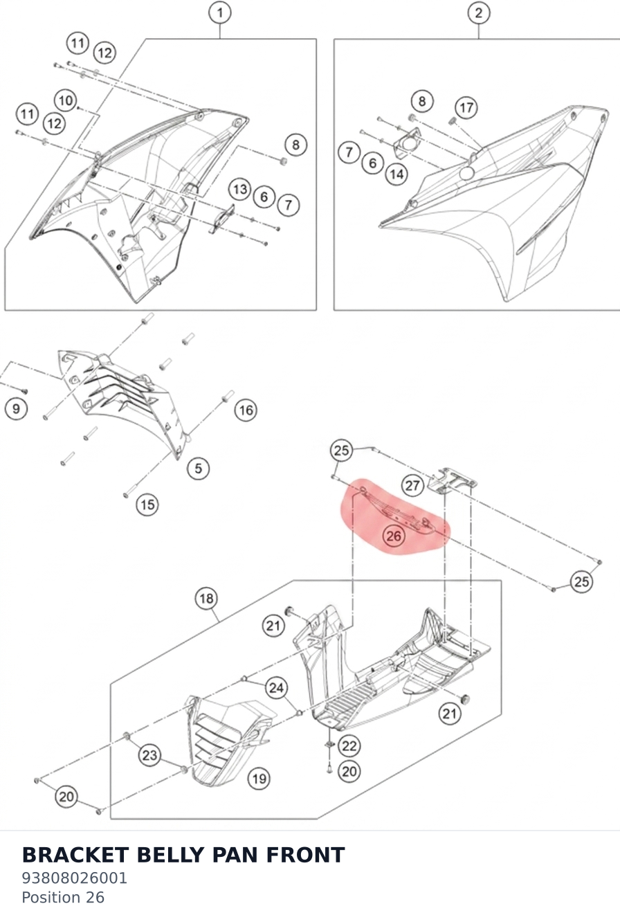 Diagram preview: BRACKET BELLY PAN FRONT (93808026001)