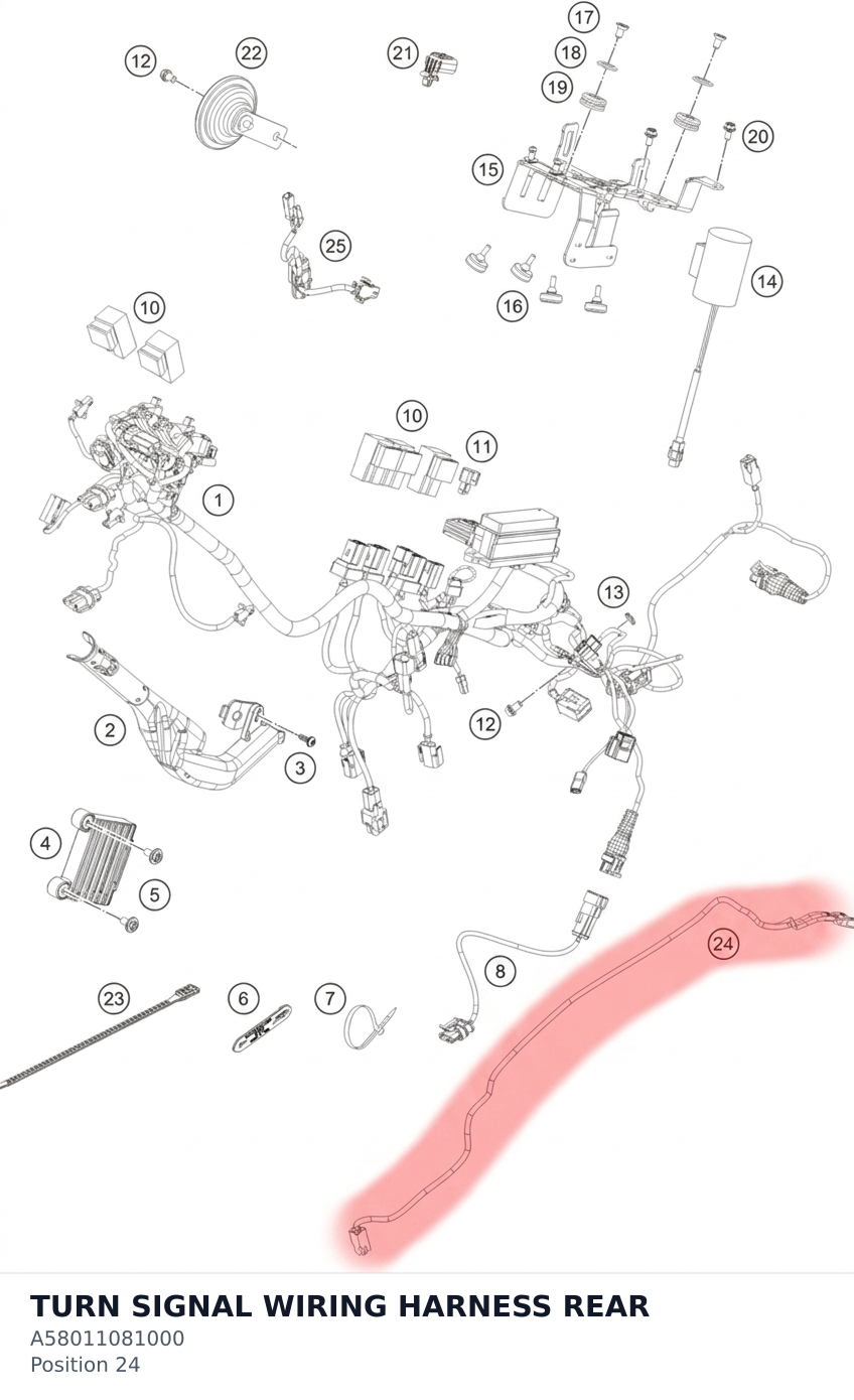 Diagram preview: TURN SIGNAL WIRING HARNESS REAR (A58011081000)