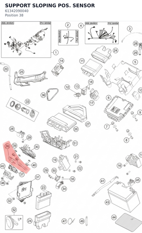 Diagram preview: SUPPORT SLOPING POS. SENSOR (61342090040)