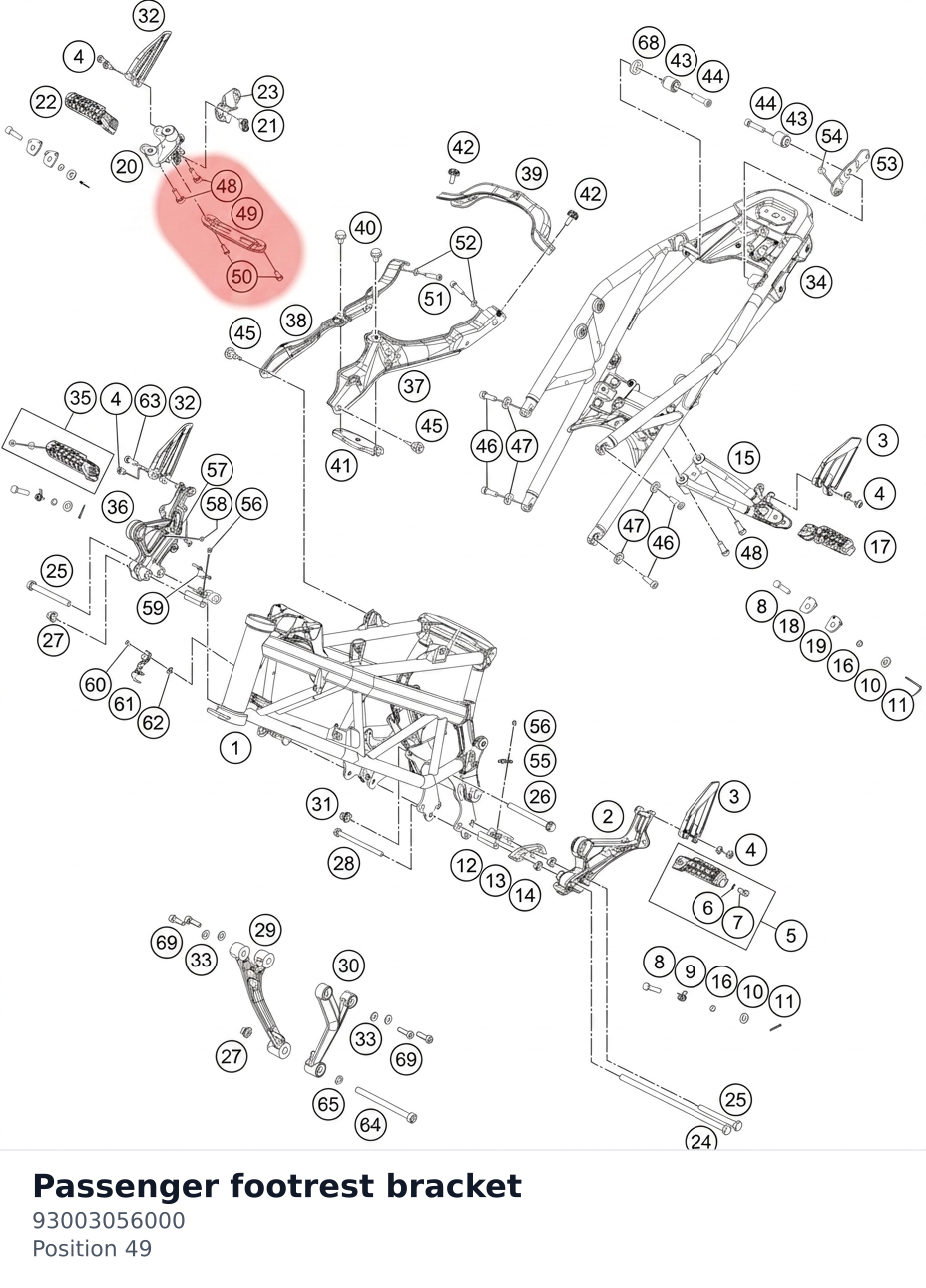 Diagram preview: Passenger footrest bracket (93003056000)