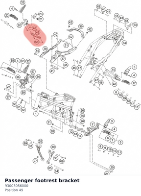 Diagram preview: Passenger footrest bracket (93003056000)