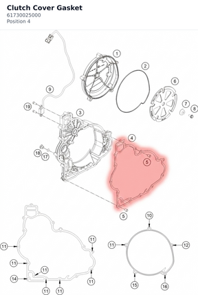 Diagram preview: Clutch Cover Gasket (61730025000)