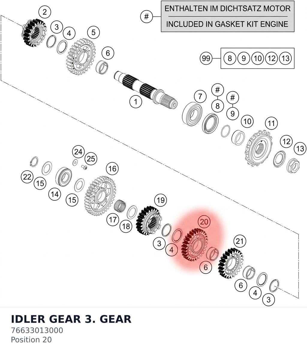 Diagram preview: IDLER GEAR 3. GEAR (76633013000)