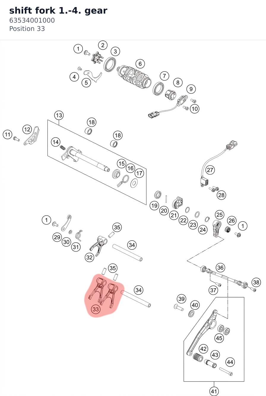 Diagram preview: shift fork 1.-4. gear (63534001000)