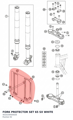 Diagram preview: FORK PROTECTOR SET 65 SX WHITE (4610109400028)