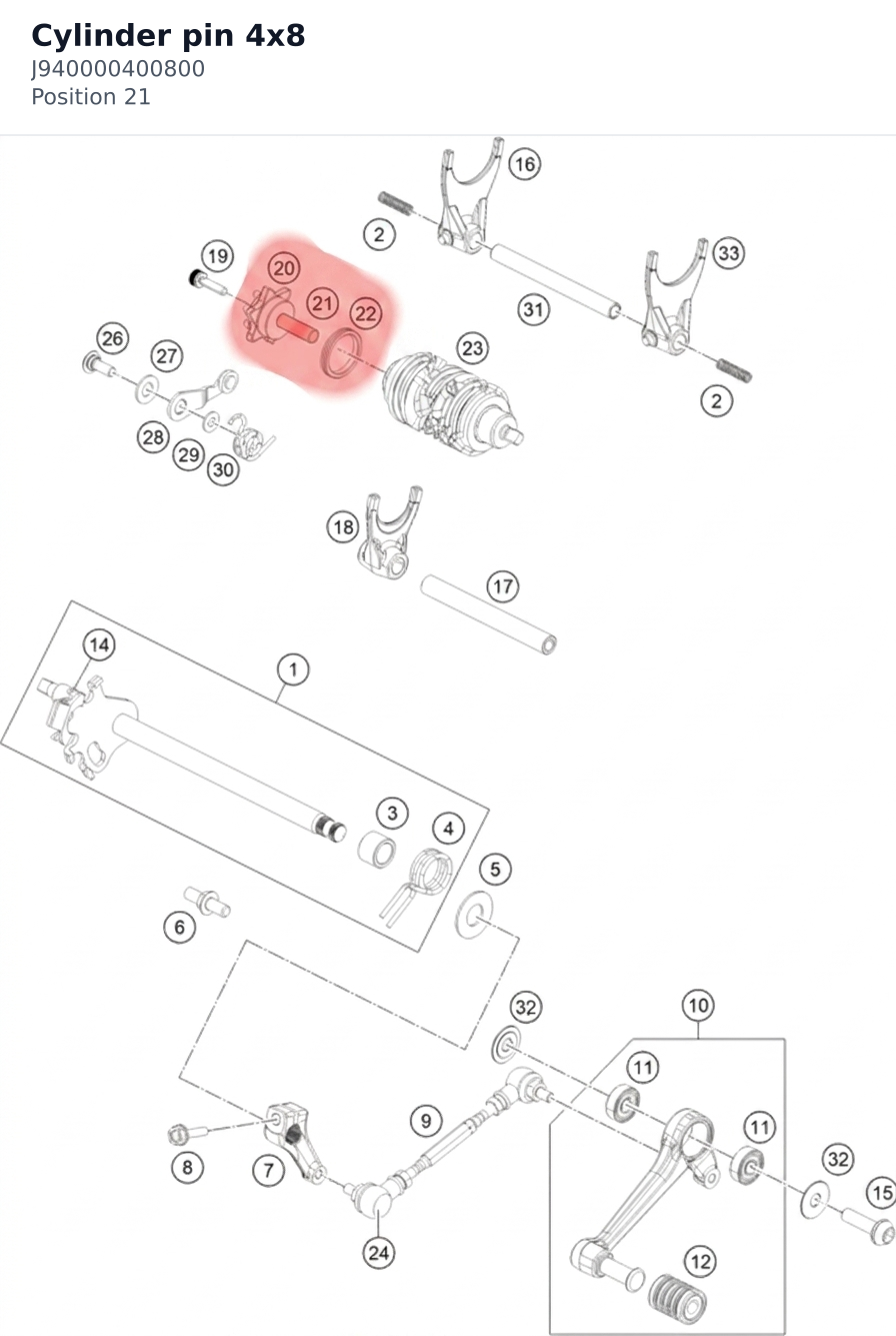 Diagram preview: Cylinder pin 4x8 (J940000400800)