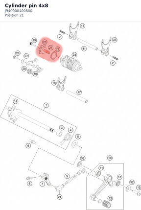 Diagram preview: Cylinder pin 4x8 (J940000400800)