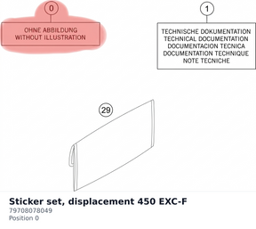 Diagram preview: Sticker set, displacement 450 EXC-F (79708078049)