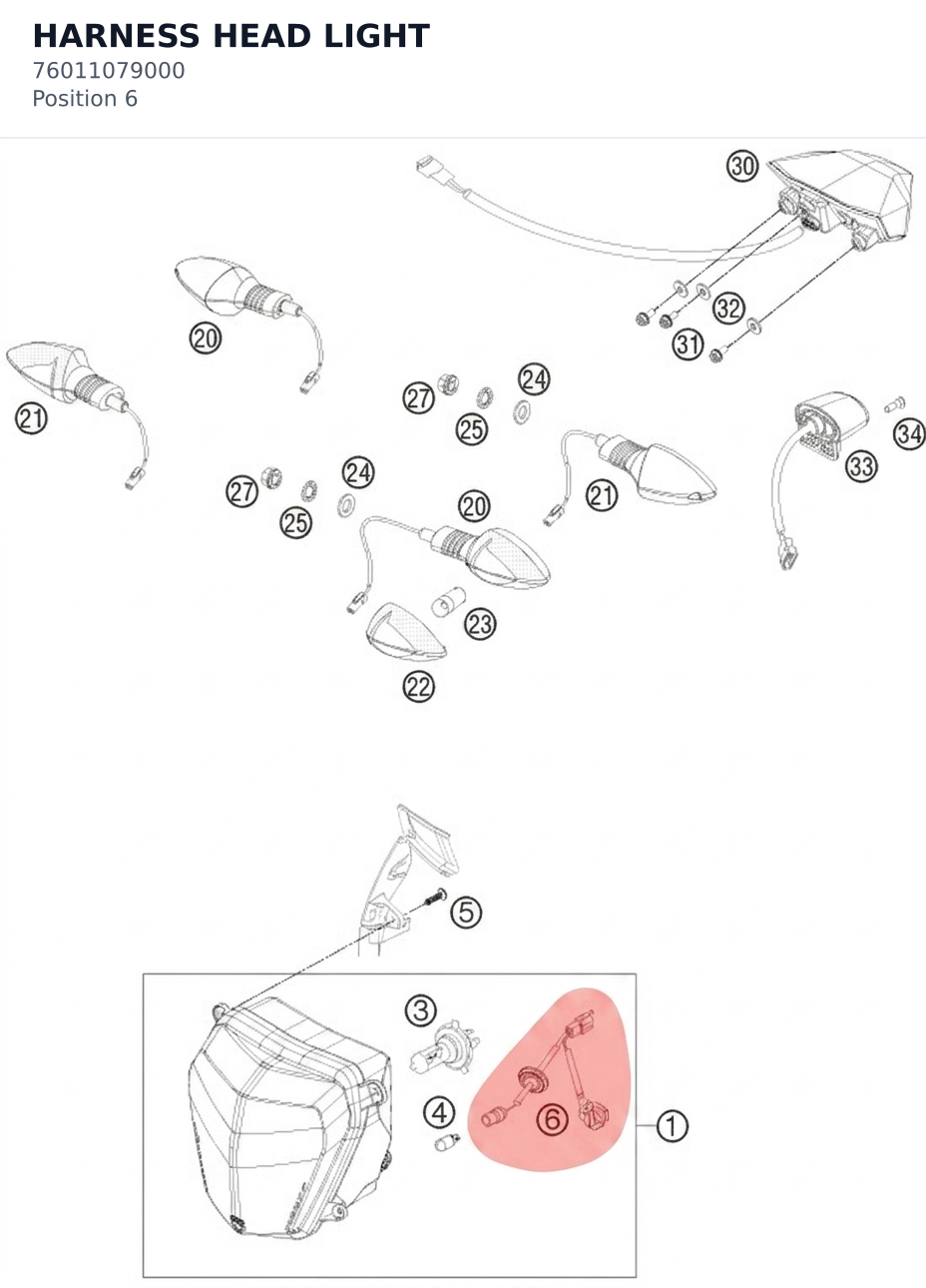 Diagram preview: HARNESS HEAD LIGHT (76011079000)