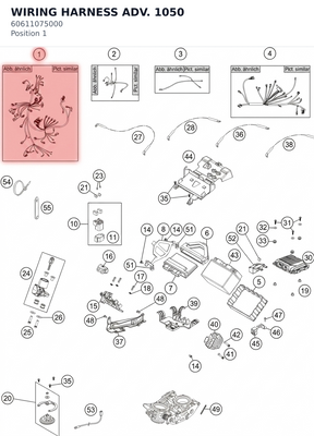 Diagram preview: WIRING HARNESS ADV. 1050 (60611075000)