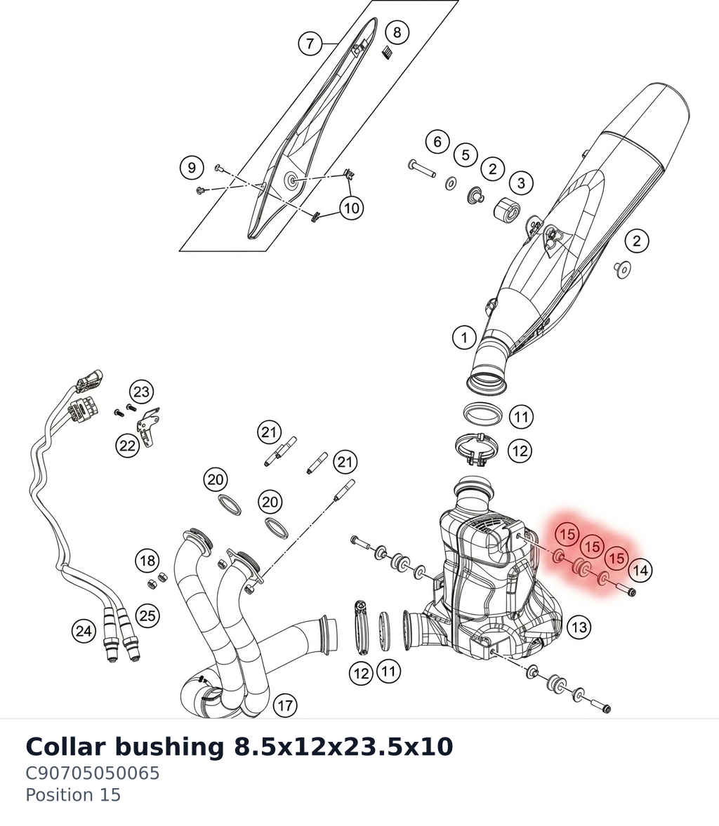 Diagram preview: Collar bushing 8.5x12x23.5x10 (C90705050065)