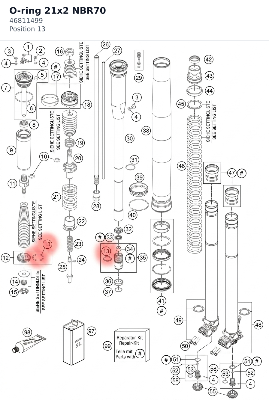 Diagram preview: O-ring 21x2 NBR70 (46811499)