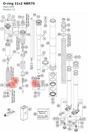 Diagram preview: O-ring 21x2 NBR70 (46811499)