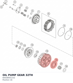 Diagram preview: OIL PUMP GEAR 32TH (60038001232)