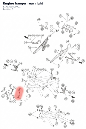 Diagram preview: Engine hanger rear right (61703008000C1)
