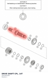 Diagram preview: DRIVE SHAFT CPL. 14T (50433001000)
