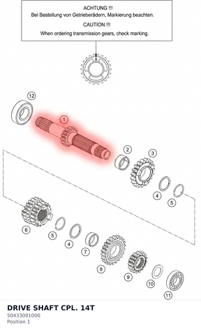 Diagram preview: DRIVE SHAFT CPL. 14T (50433001000)