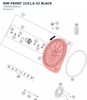 Diagram preview: RIM FRONT  21X1,6-32 BLACK (7000907000030)