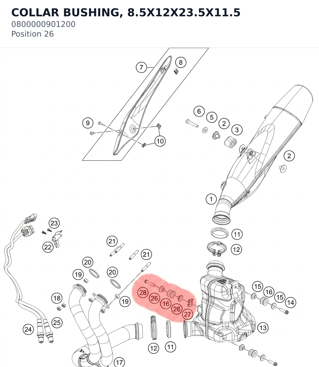 Diagram preview: COLLAR BUSHING, 8.5X12X23.5X11.5 (0800000901200)