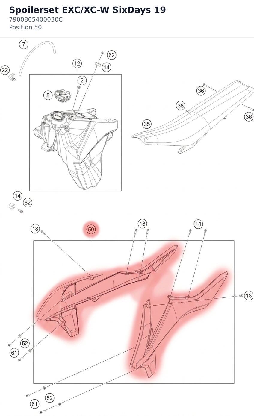 Diagram preview: Spoilerset EXC/XC-W SixDays 19 (7900805400030C)