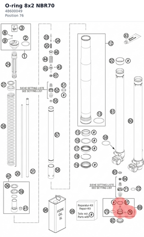 Diagram preview: O-ring 8x2 NBR70 (48600049)