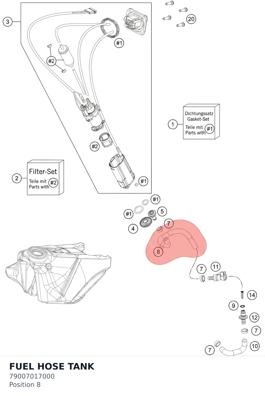 Diagram preview: FUEL HOSE TANK (79007017000)