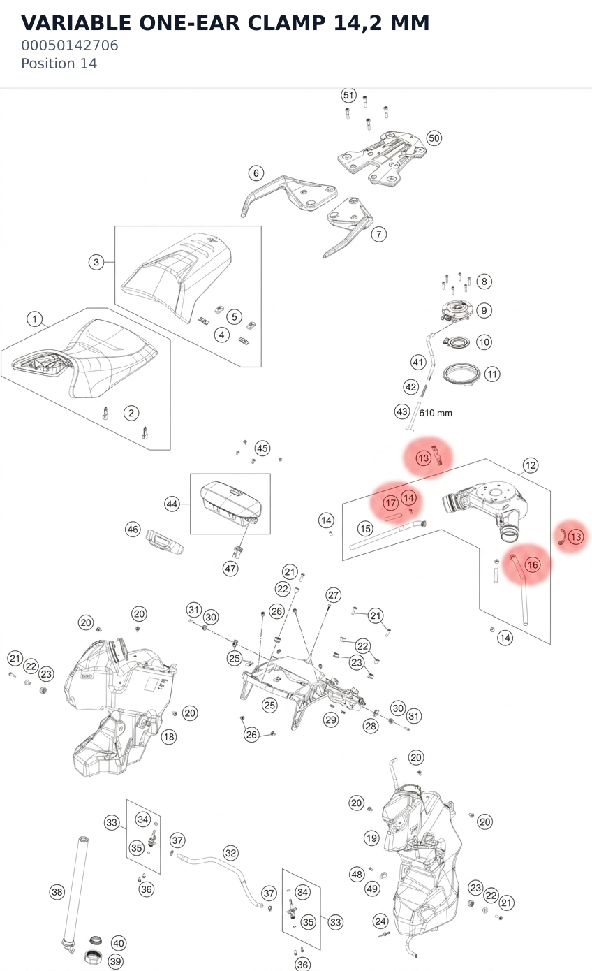 Diagram preview: VARIABLE ONE-EAR CLAMP 14,2 MM (00050142706)