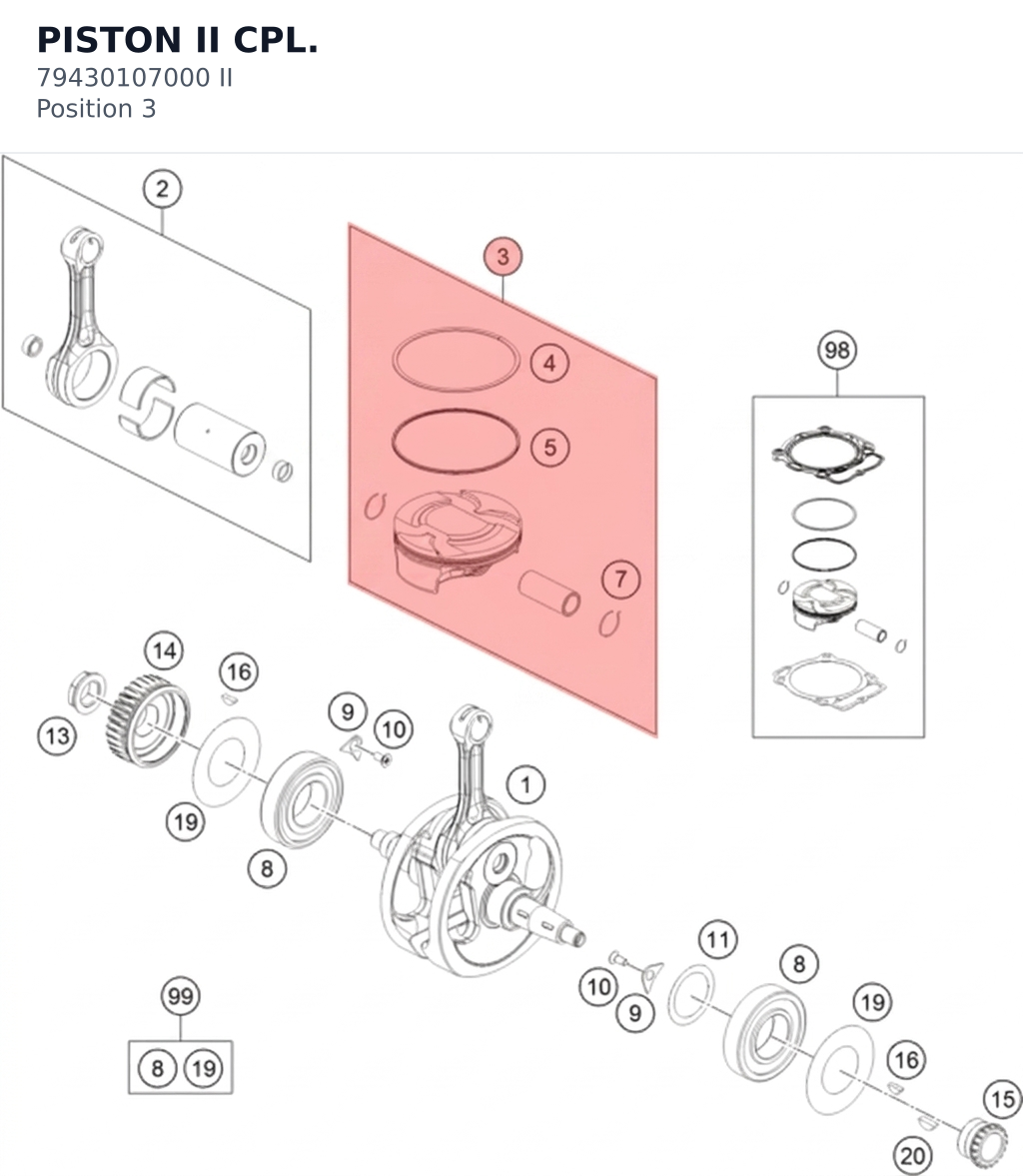 Diagram preview: PISTON II CPL. (79430107000 II)