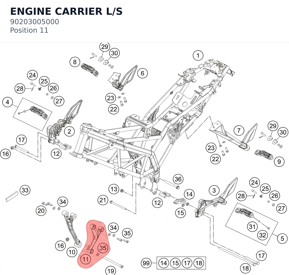 Diagram preview: ENGINE CARRIER L/S (90203005000)