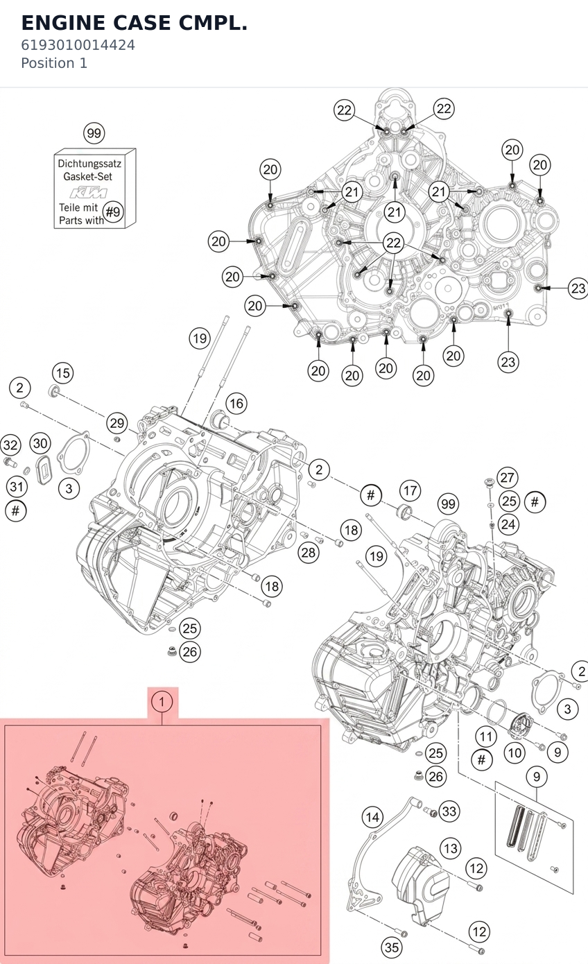 Diagram preview: ENGINE CASE CMPL. (6193010014424)