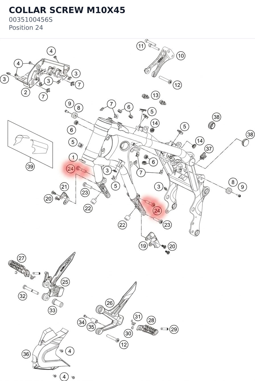 Diagram preview: COLLAR SCREW M10X45 (0035100456S)