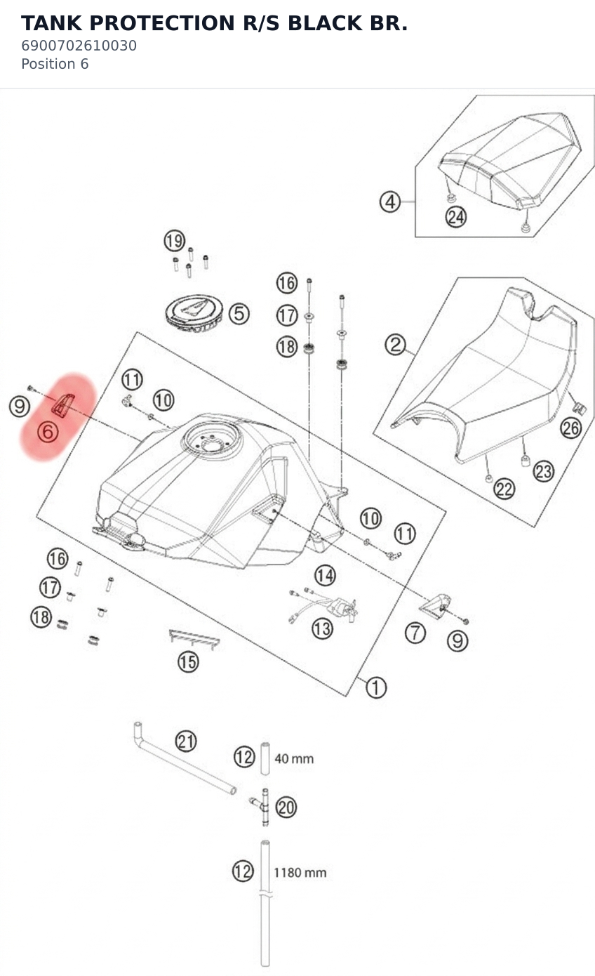 Diagram preview: TANK PROTECTION R/S BLACK BR. (6900702610030)