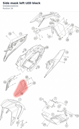 Diagram preview: Side mask left LED black (9300802400030)