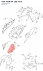 Diagram preview: Side mask left LED black (9300802400030)