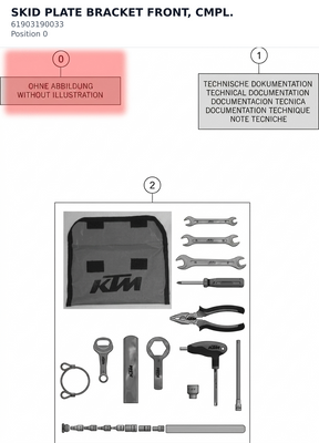 Diagram preview: SKID PLATE BRACKET FRONT, CMPL. (61903190033)