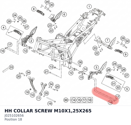 Diagram preview: HH COLLAR SCREW M10X1,25X265 (J025102656)
