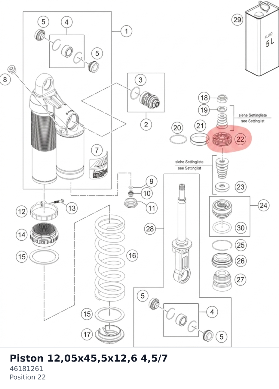 Diagram preview: Piston 12,05x45,5x12,6 4,5/7 (46181261)