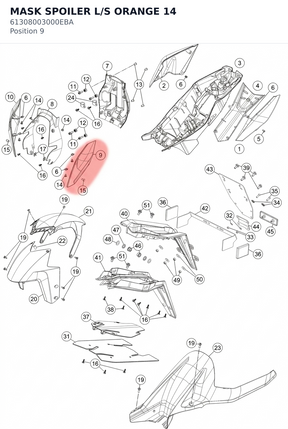Diagram preview: MASK SPOILER L/S ORANGE 14 (61308003000EBA)
