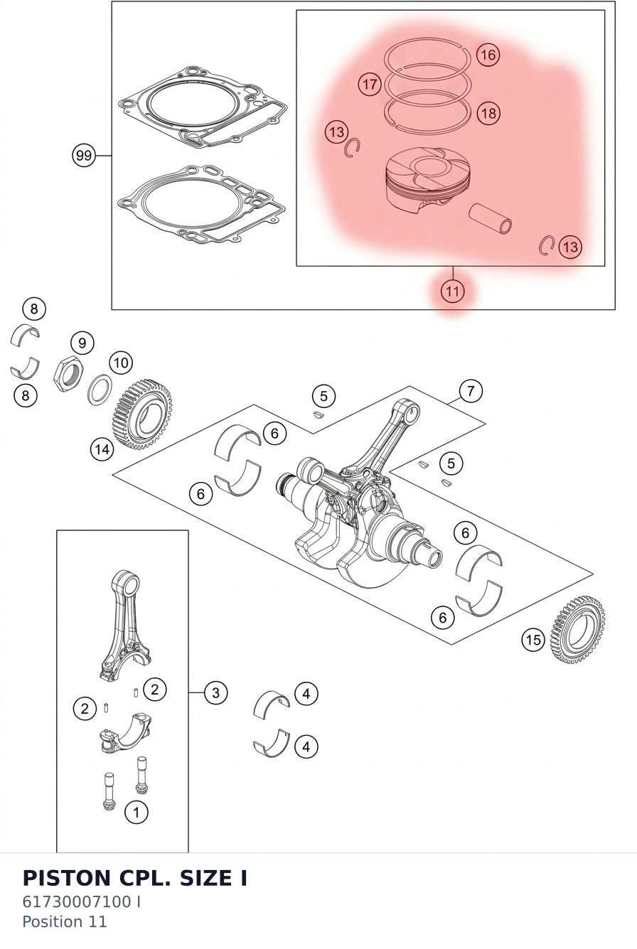 Diagram preview: PISTON CPL. SIZE I (61730007100 I)