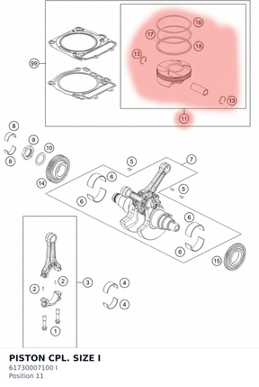 Diagram preview: PISTON CPL. SIZE I (61730007100 I)