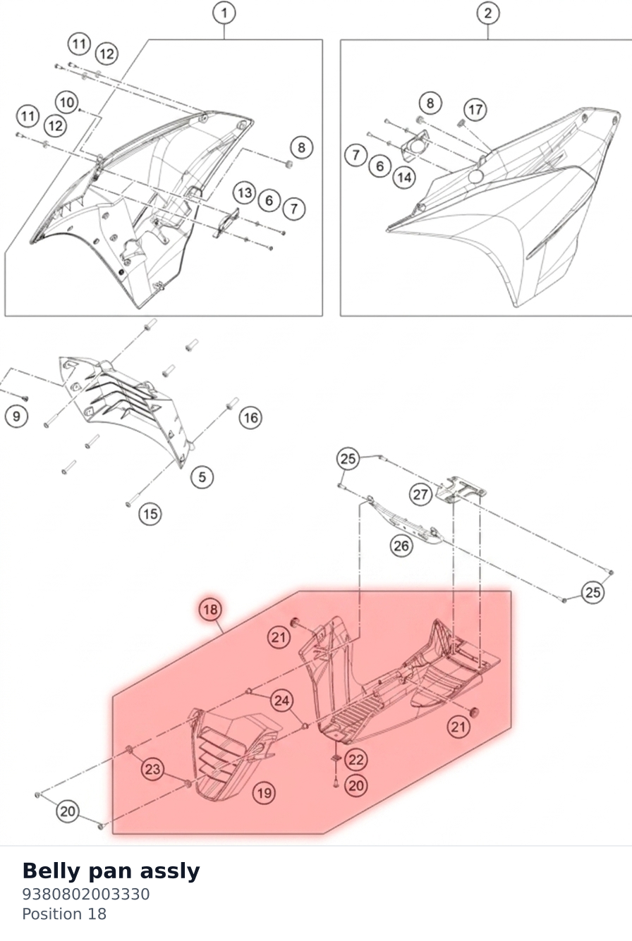 Diagram preview: Belly pan assly (9380802003330)