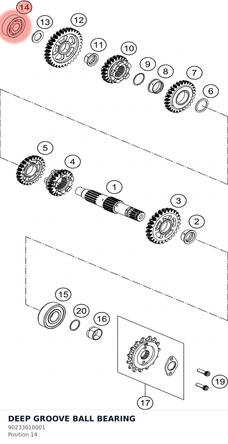 Diagram preview: DEEP GROOVE BALL BEARING (90233010001)