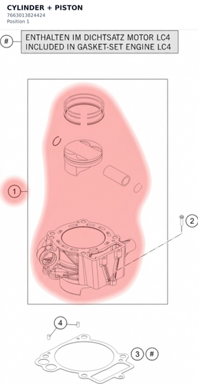 Diagram preview: CYLINDER + PISTON (7663013824424)