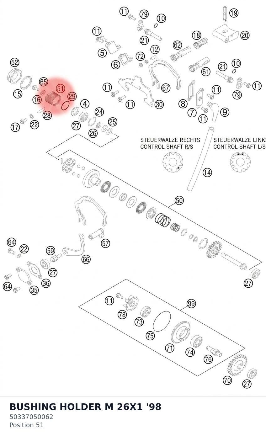 Diagram preview: BUSHING HOLDER M 26X1      '98 (50337050062)