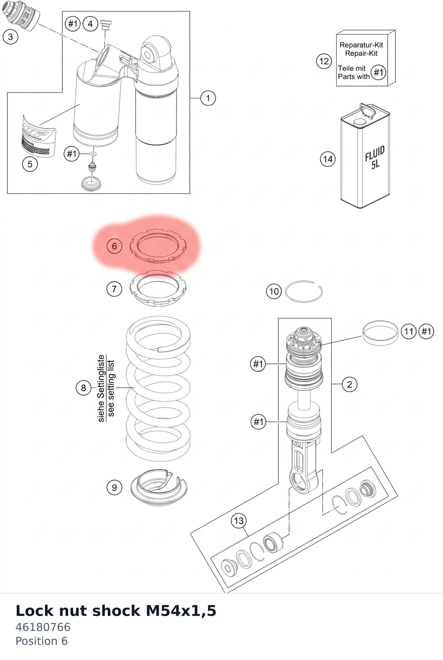 Diagram preview: Lock nut shock M54x1,5 (46180766)