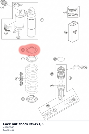 Diagram preview: Lock nut shock M54x1,5 (46180766)