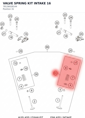 Diagram preview: VALVE SPRING KIT INTAKE     16 (78136028144)
