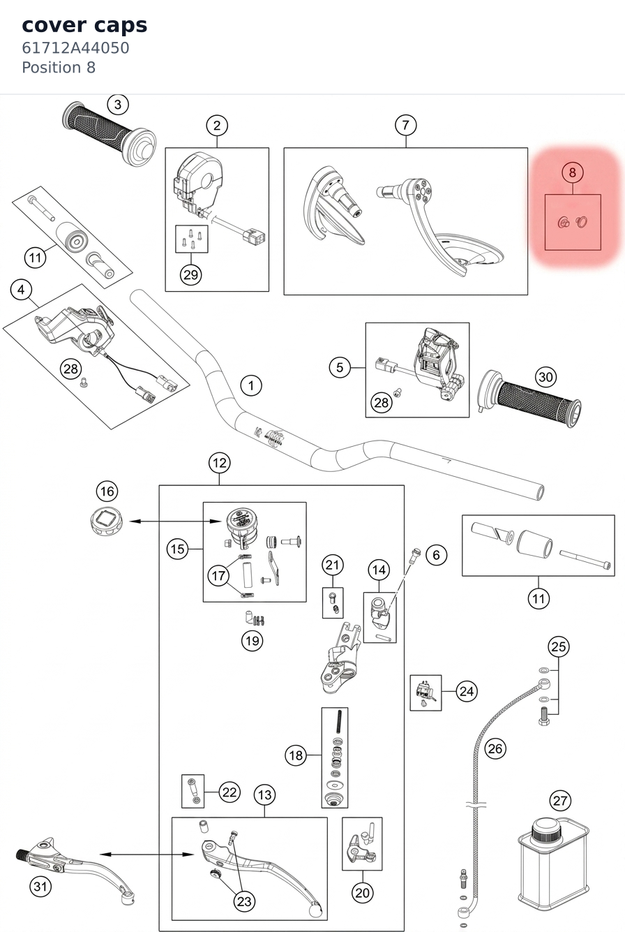 Diagram preview: cover caps (61712A44050)