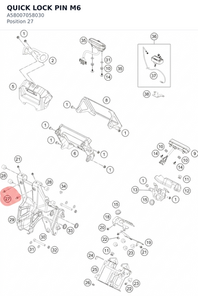 Diagram preview: QUICK LOCK PIN M6 (A58007058030)
